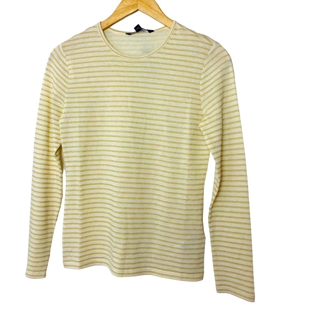 Shimmery Sparkly Winter Cream Petite Sweater Top by Lauren Ralph Lauren. Sz S/P